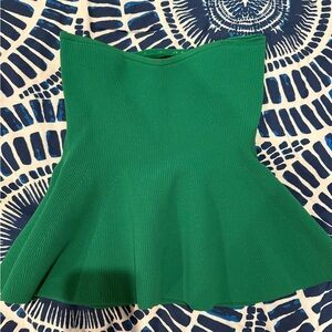 Green Strapless Peplum Top